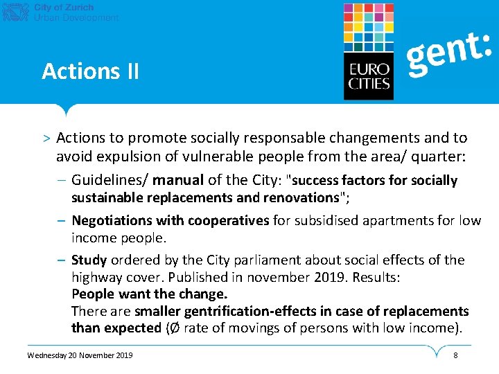 Actions II > Actions to promote socially responsable changements and to avoid expulsion of