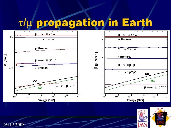 t/ propagation in Earth TAUP 2003 