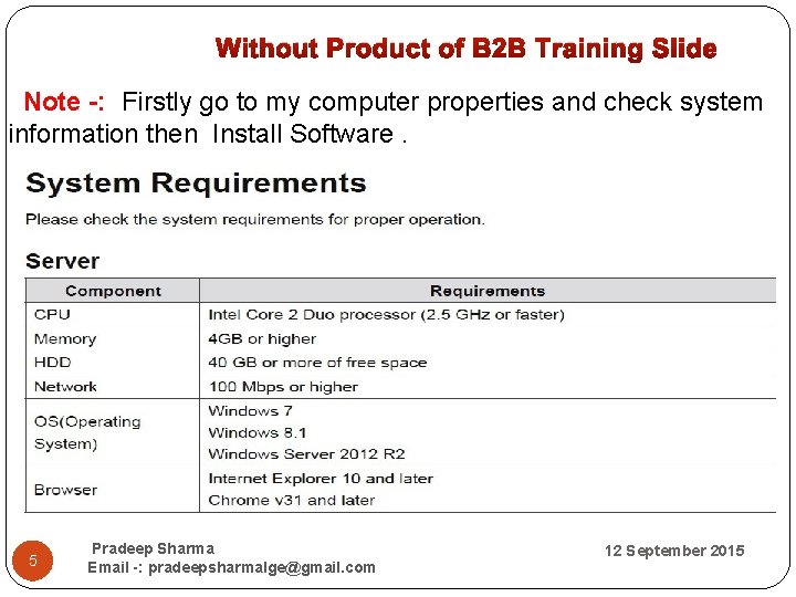  Without Product of B 2 B Training Slide Note -: Firstly go to