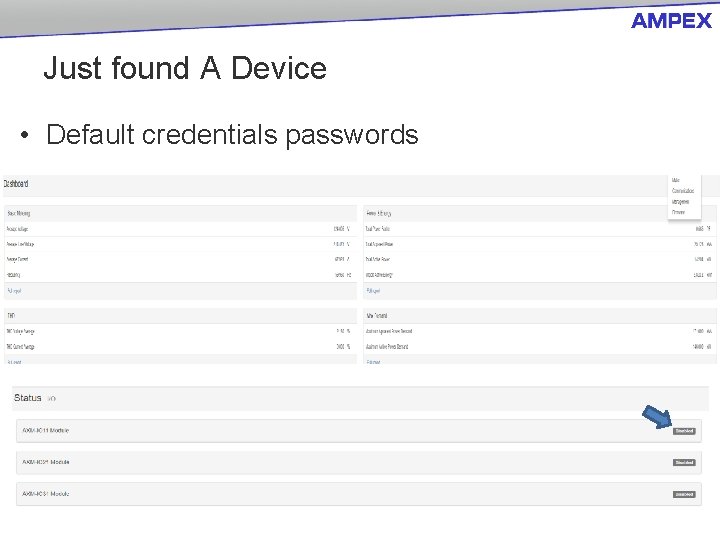 Just found A Device • Default credentials passwords 19 