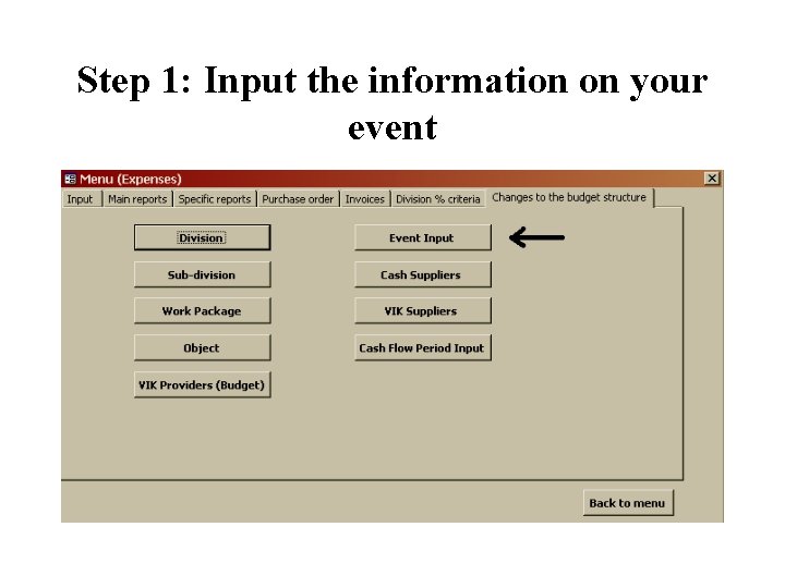Step 1: Input the information on your event 