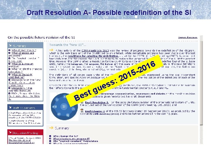 Draft Resolution A- Possible redefinition of the SI 5 1 : 20 B t