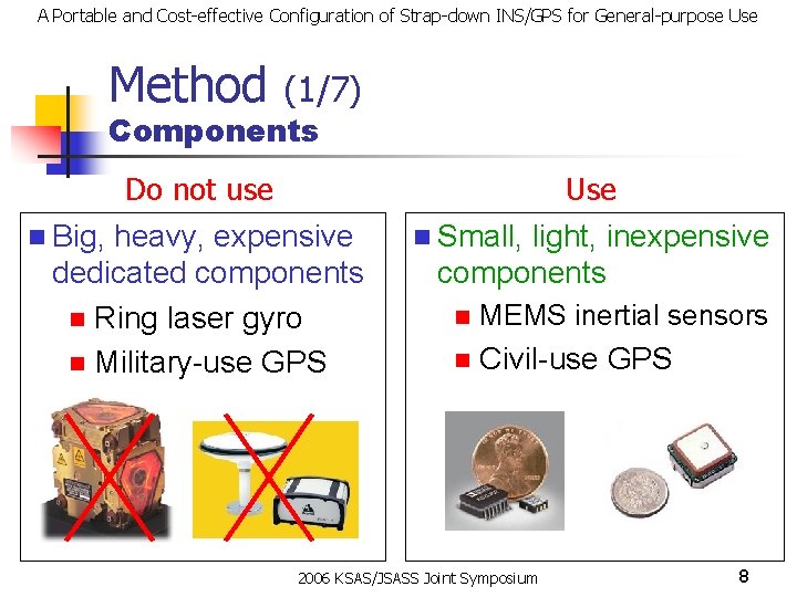 A Portable and Cost-effective Configuration of Strap-down INS/GPS for General-purpose Use Method (1/7) Components