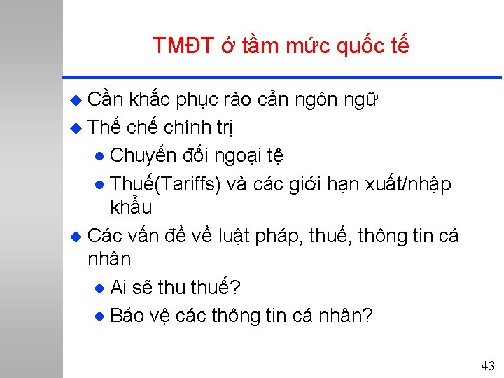 TMĐT ở tầm mức quốc tế u Cần khắc phục rào cản ngôn ngữ