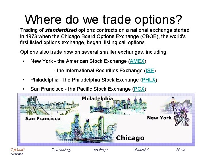 Where do we trade options? Trading of standardized options contracts on a national exchange