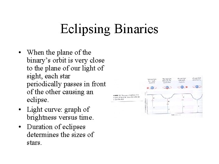 Eclipsing Binaries • When the plane of the binary’s orbit is very close to