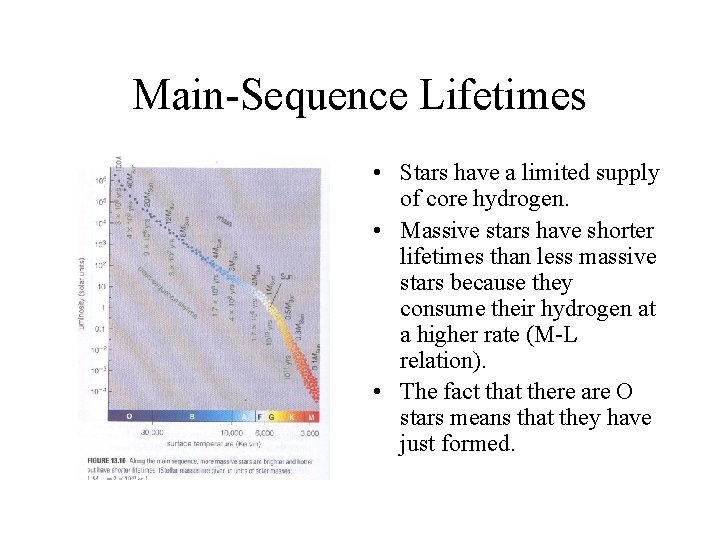 Main-Sequence Lifetimes • Stars have a limited supply of core hydrogen. • Massive stars