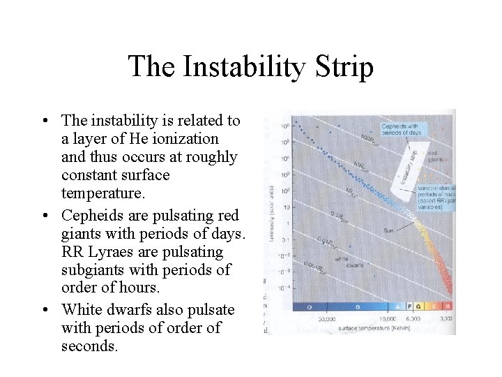 The Instability Strip • The instability is related to a layer of He ionization