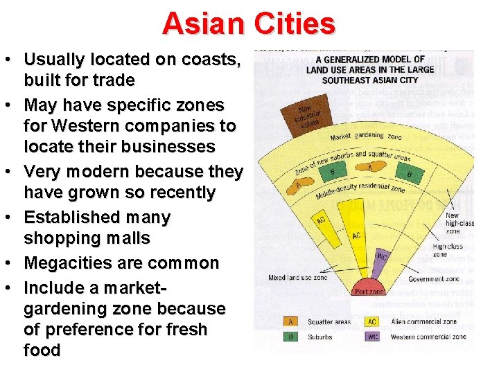 Asian Cities • Usually located on coasts, built for trade • May have specific Asian Cities • Usually located on coasts, built for trade • May have specific