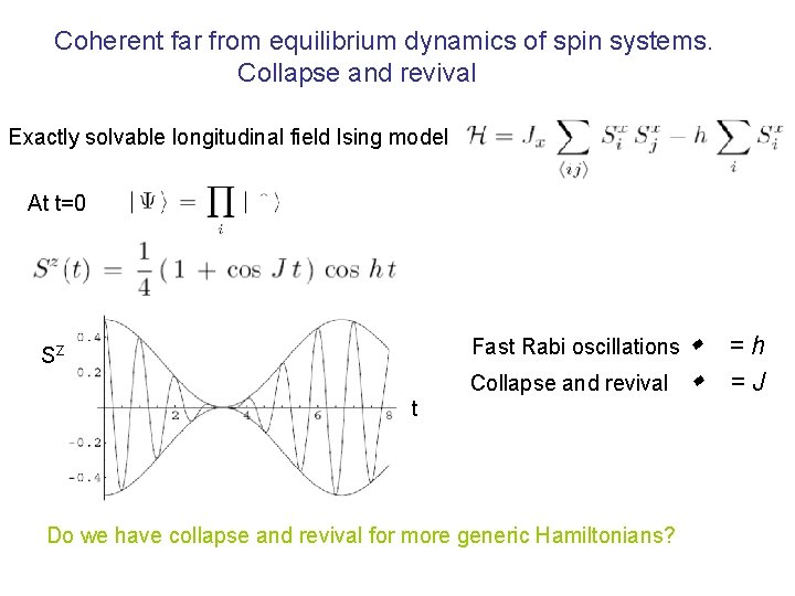 Coherent far from equilibrium dynamics of spin systems. Collapse and revival Exactly solvable longitudinal