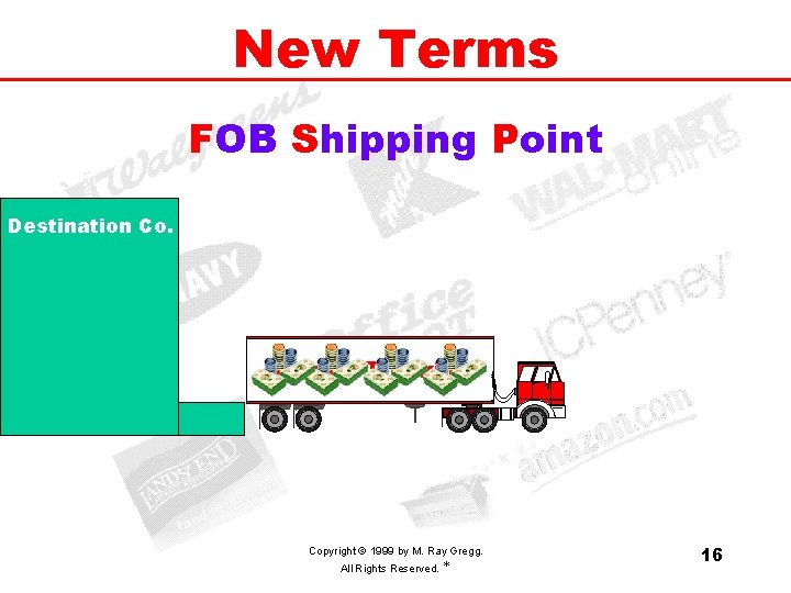 New Terms FOB Shipping Point Destination Co. Mack’s Trucking Copyright © 1999 by M.