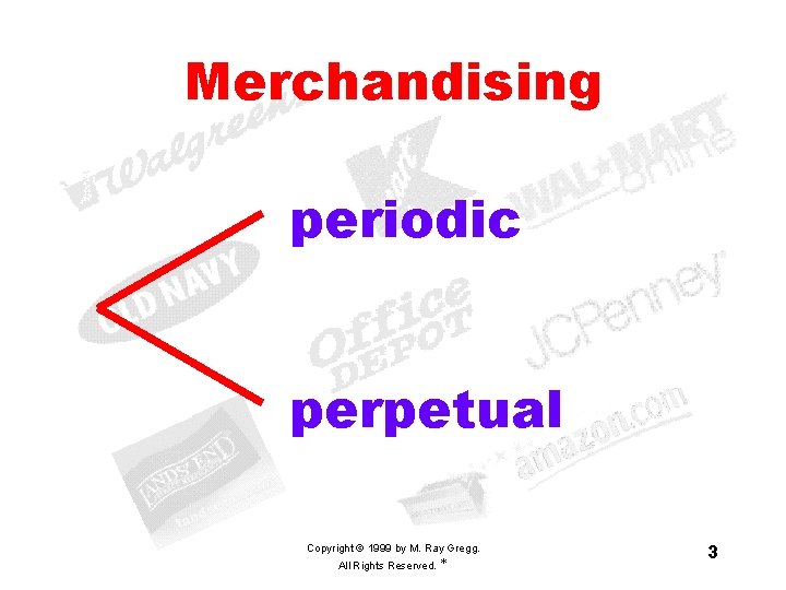 Merchandising periodic perpetual Copyright © 1999 by M. Ray Gregg. All Rights Reserved. *