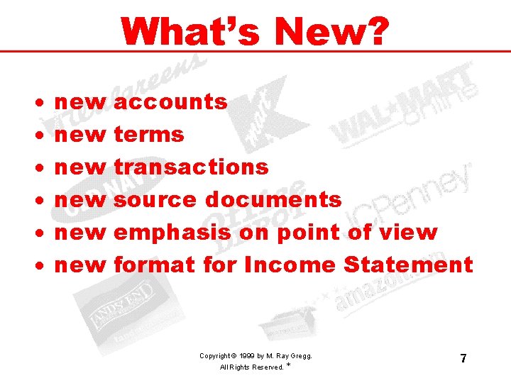 What’s New? · · · new new new accounts terms transactions source documents emphasis