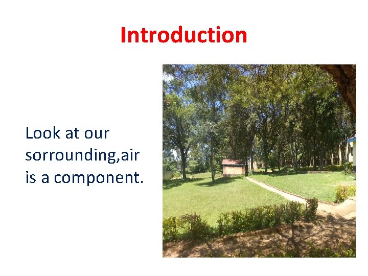 Introduction Look at our sorrounding, air is a component. 
