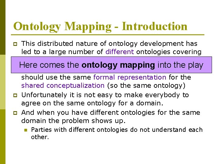 Ontology Mapping - Introduction This distributed nature of ontology development has led to a