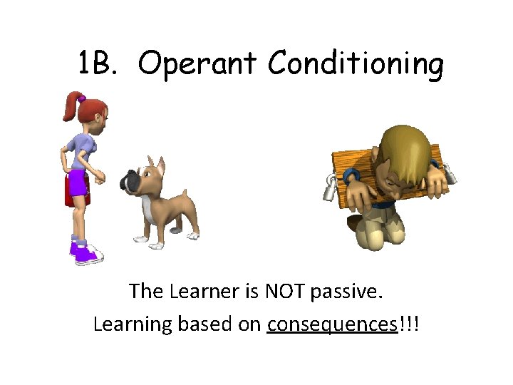 1 B. Operant Conditioning The Learner is NOT passive. Learning based on consequences!!! 1 B. Operant Conditioning The Learner is NOT passive. Learning based on consequences!!!