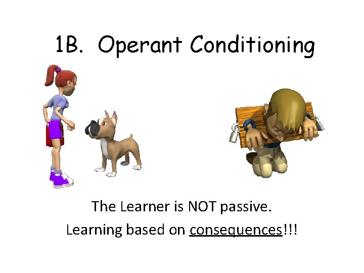 1 B. Operant Conditioning The Learner is NOT passive. Learning based on consequences!!! 