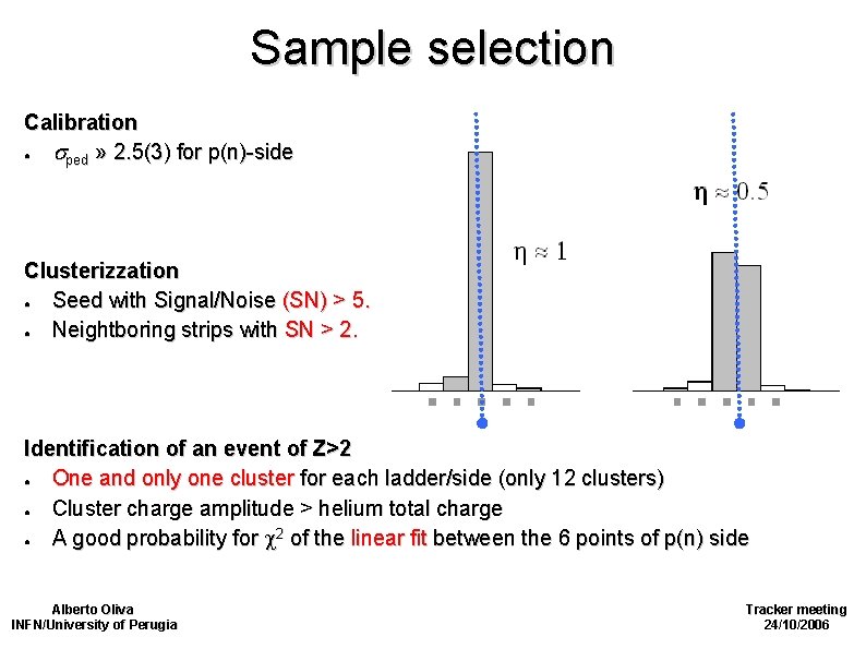 Sample selection Calibration ● ped » 2. 5(3) for p(n)-side Clusterizzation ● Seed with