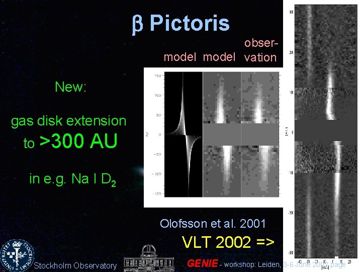 b Pictoris obsermodel vation New: gas disk extension to >300 AU in e. g.