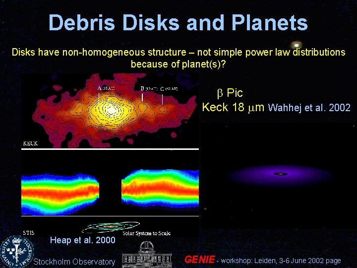 Debris Disks and Planets Disks have non-homogeneous structure – not simple power law distributions