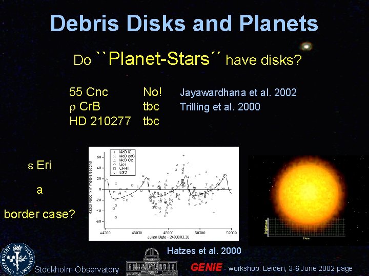 Debris Disks and Planets Do ``Planet-Stars´´ have disks? 55 Cnc No! r Cr. B