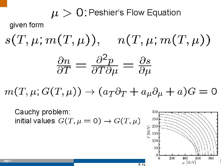 Peshier‘s Flow Equation given form Cauchy problem: initial values page 7 Member of the