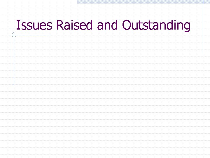 Issues Raised and Outstanding 