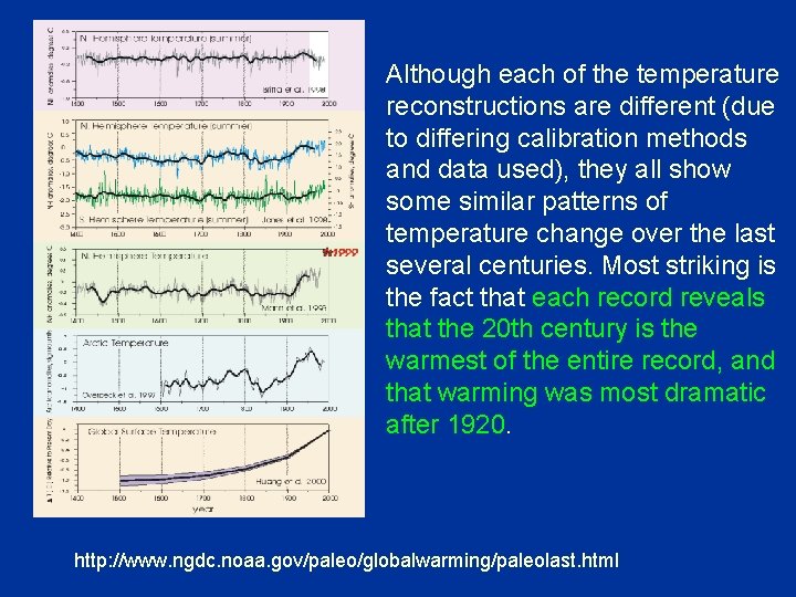 Although each of the temperature reconstructions are different (due to differing calibration methods and