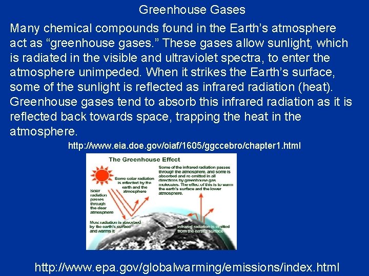 Greenhouse Gases Many chemical compounds found in the Earth’s atmosphere act as “greenhouse gases.