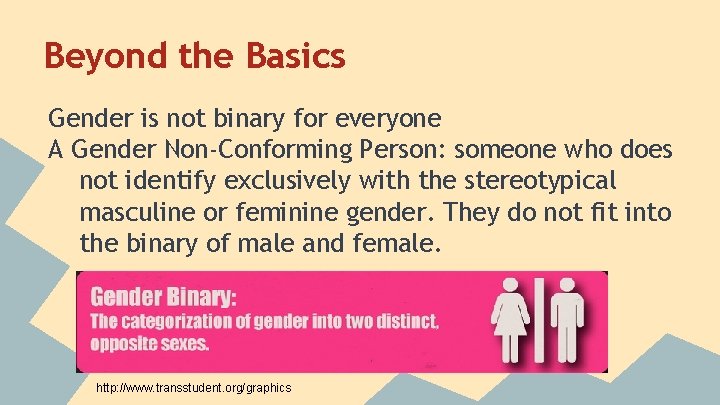 Beyond the Basics Gender is not binary for everyone A Gender Non-Conforming Person: someone