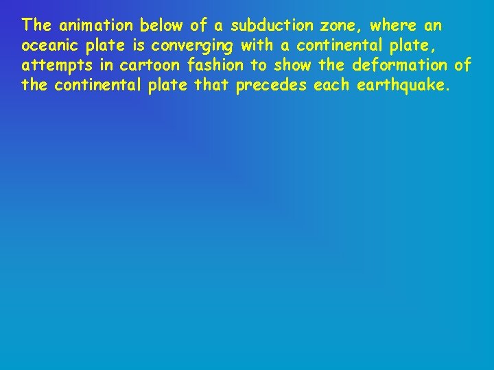 The animation below of a subduction zone, where an oceanic plate is converging with