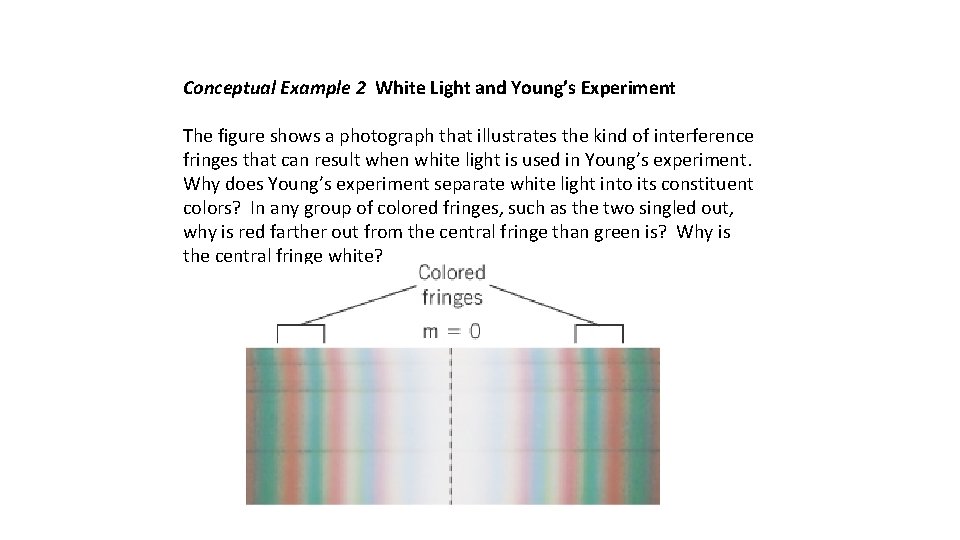 Conceptual Example 2 White Light and Young’s Experiment The figure shows a photograph that