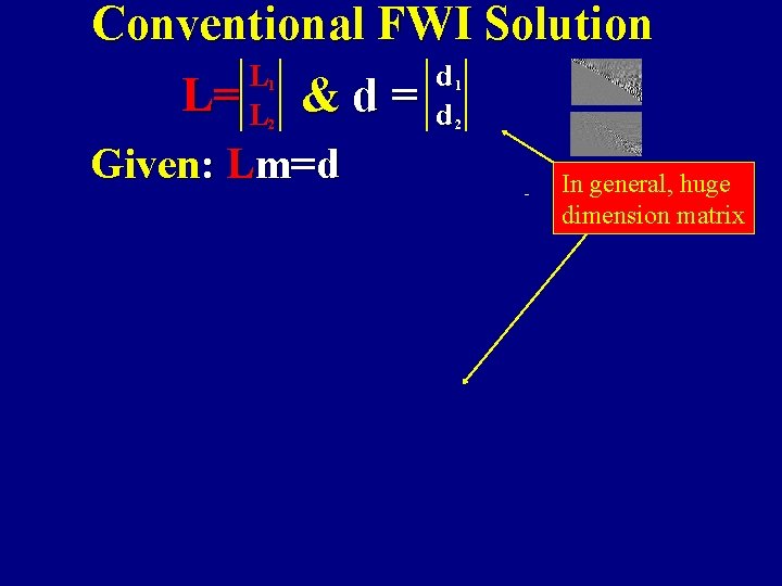 Conventional FWI Solution L d L= L & d = d 1 1 2