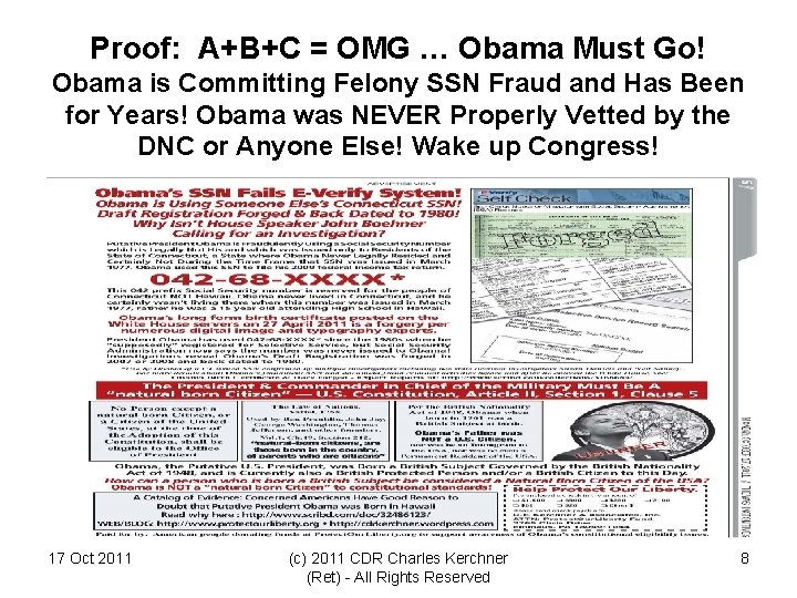 Proof: A+B+C = OMG … Obama Must Go! Obama is Committing Felony SSN Fraud