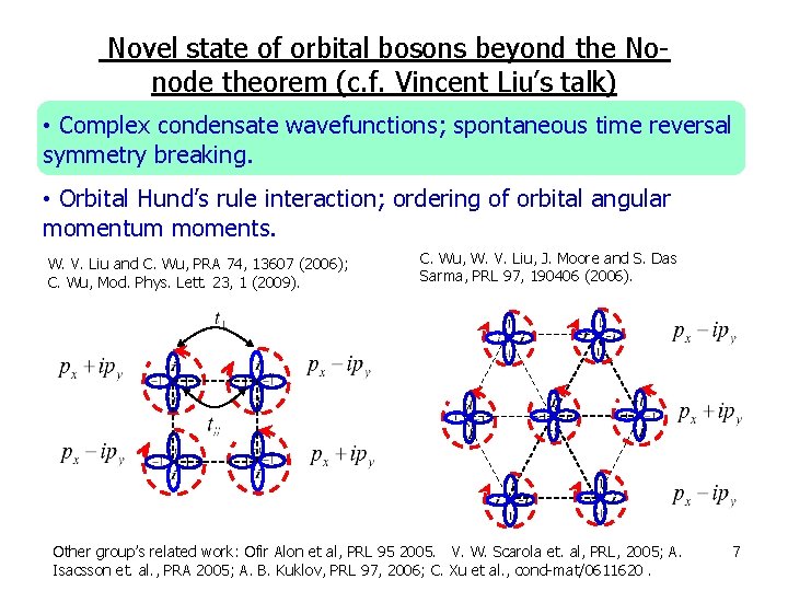 Novel state of orbital bosons beyond the Nonode theorem (c. f. Vincent Liu’s talk)