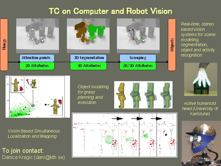 Things Objects TC on Computer and Robot Vision Attention points 3 D Segmentation Grouping