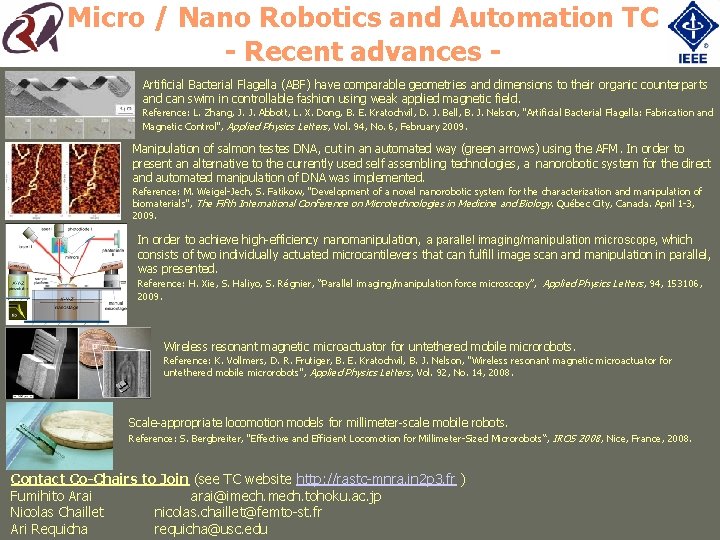 Micro / Nano Robotics and Automation TC - Recent advances Artificial Bacterial Flagella (ABF)