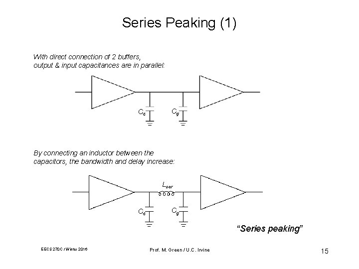 Series Peaking (1) With direct connection of 2 buffers, output & input capacitances are