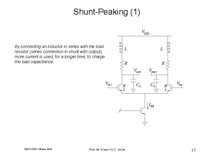 Shunt-Peaking (1) By connecting an inductor in series with the load resistor (series connection