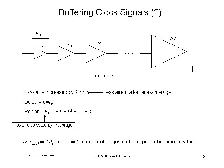 Buffering Clock Signals (2) ktp 1 x nx kx k 2 x … m