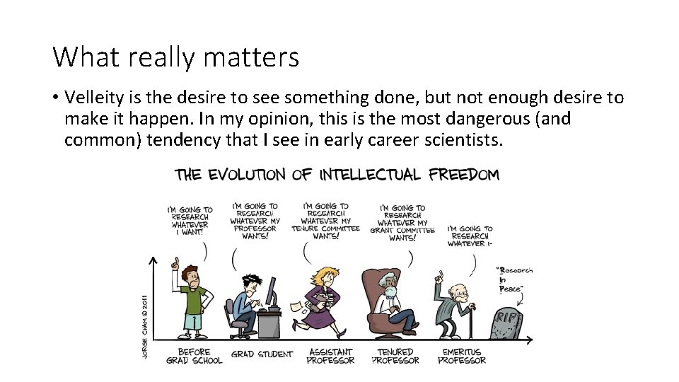 What really matters • Velleity is the desire to see something done, but not