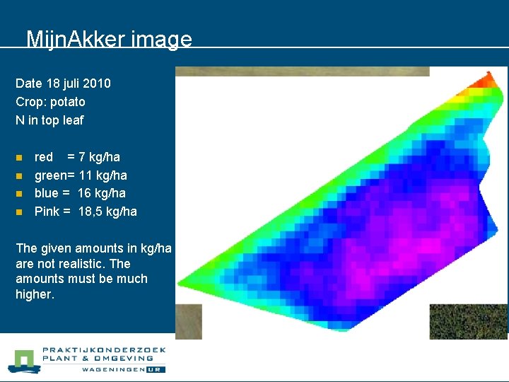 Mijn. Akker image Date 18 juli 2010 Crop: potato N in top leaf n