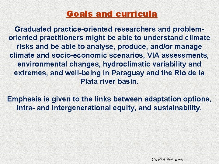 Goals and curricula Graduated practice-oriented researchers and problemoriented practitioners might be able to understand