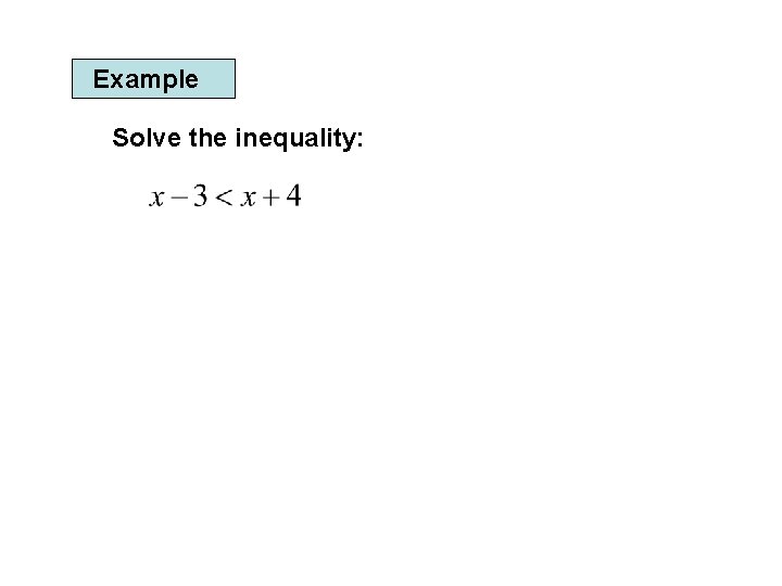 Example Solve the inequality: 