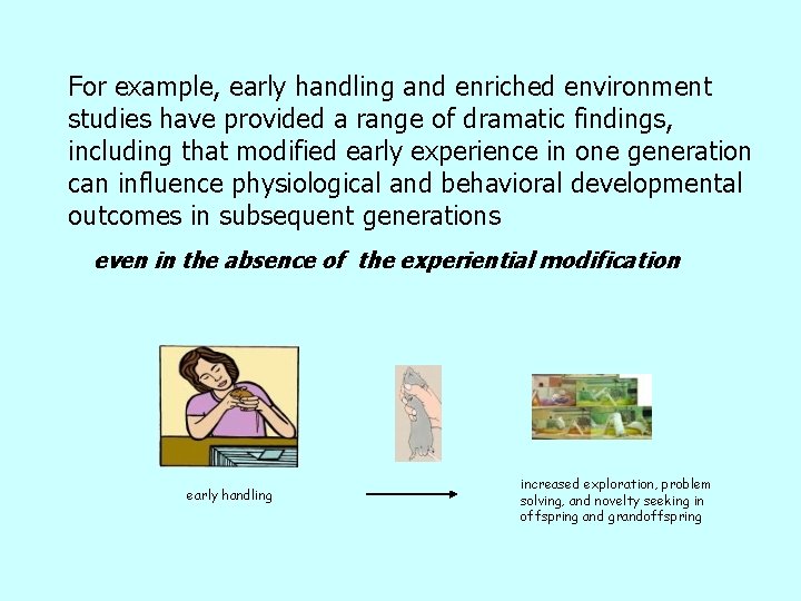 For example, early handling and enriched environment studies have provided a range of dramatic