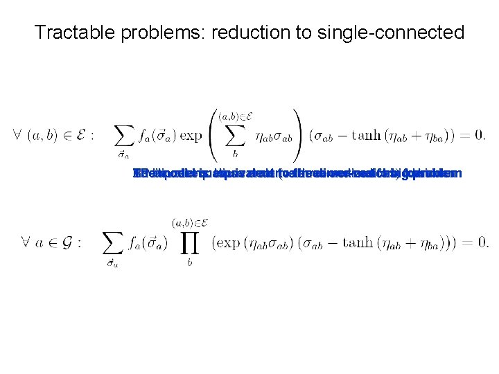 Tractable problems: reduction to single-connected Theequations: BP Additional modelequations: is equivalent loose ends valence