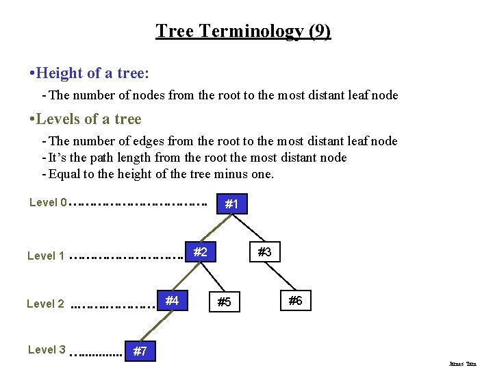 Tree Terminology (9) • Height of a tree: - The number of nodes from Tree Terminology (9) • Height of a tree: - The number of nodes from