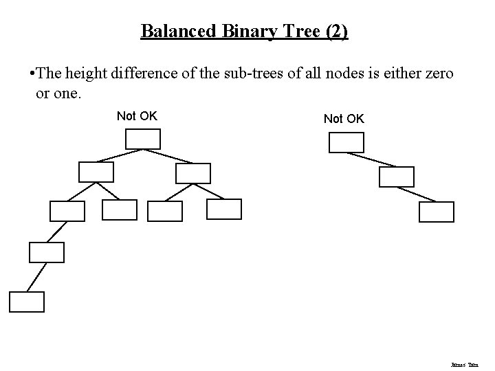 Balanced Binary Tree (2) • The height difference of the sub-trees of all nodes Balanced Binary Tree (2) • The height difference of the sub-trees of all nodes