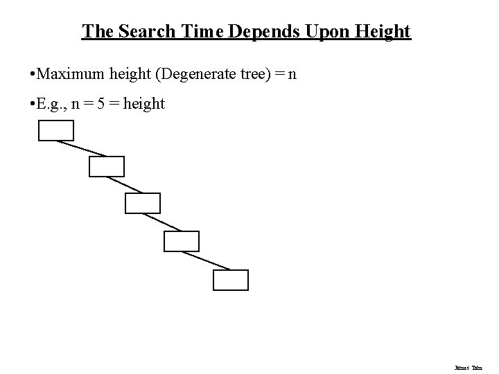 The Search Time Depends Upon Height • Maximum height (Degenerate tree) = n • The Search Time Depends Upon Height • Maximum height (Degenerate tree) = n •