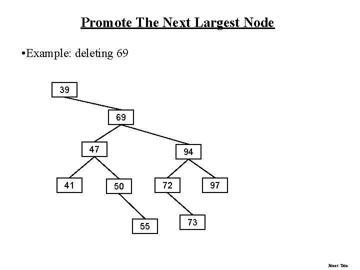 Promote The Next Largest Node • Example: deleting 69 39 69 47 41 94 Promote The Next Largest Node • Example: deleting 69 39 69 47 41 94